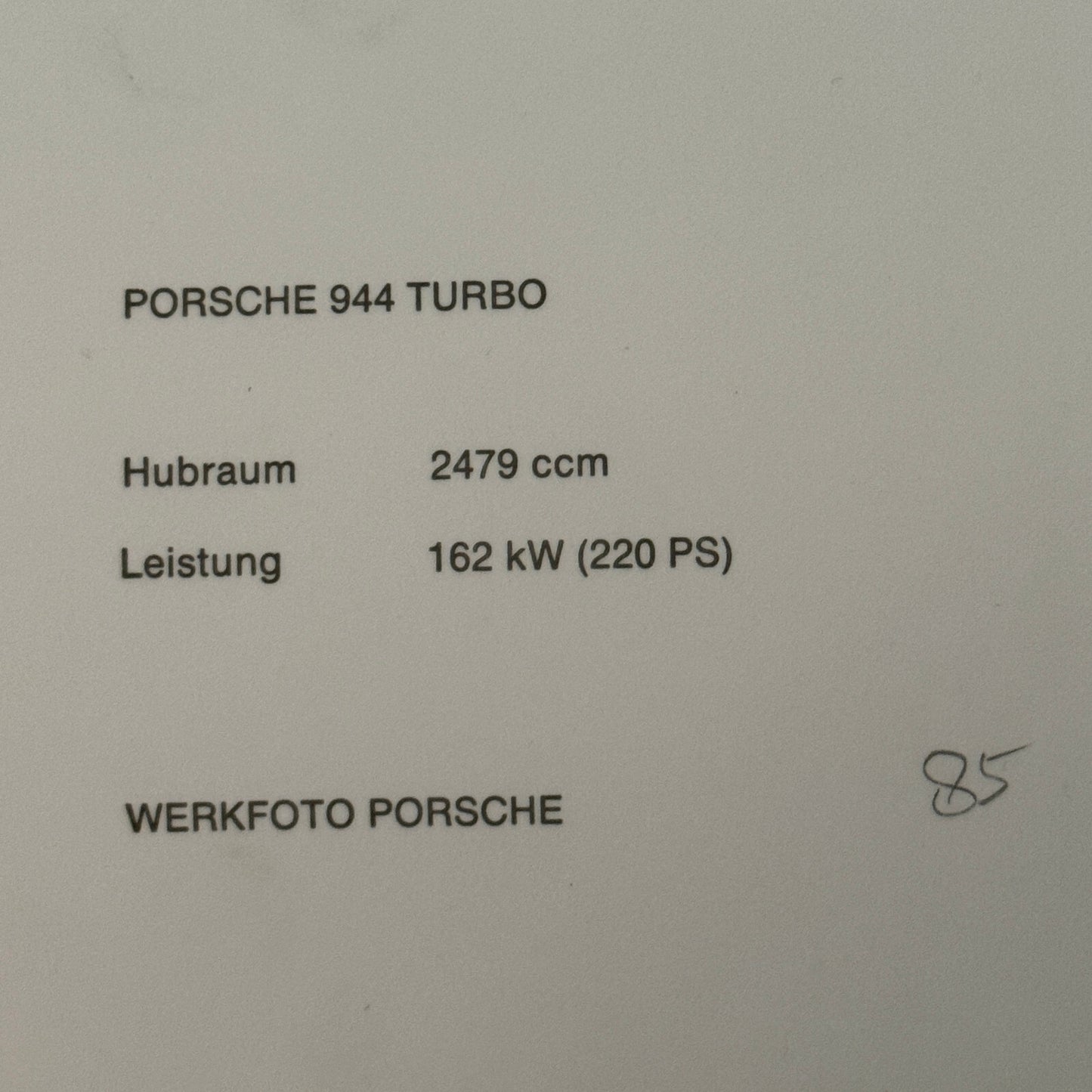 Porsche 944 Turbo Car Factory Press Photo Photograph Werkfoto German