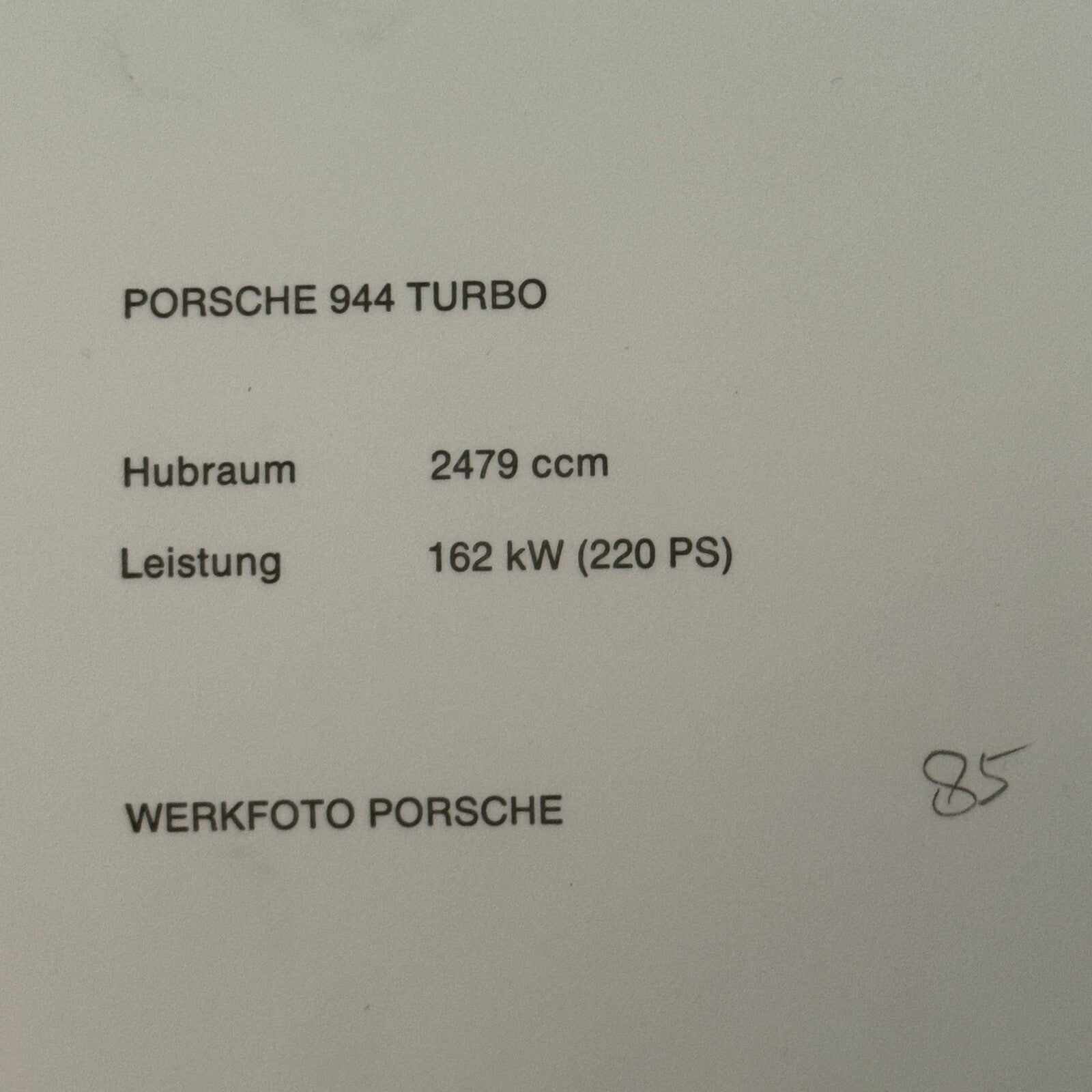 Porsche 944 Turbo Car Factory Press Photo Photograph Werkfoto German