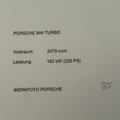 Porsche 944 Turbo Car Factory Press Photo Photograph Werkfoto German