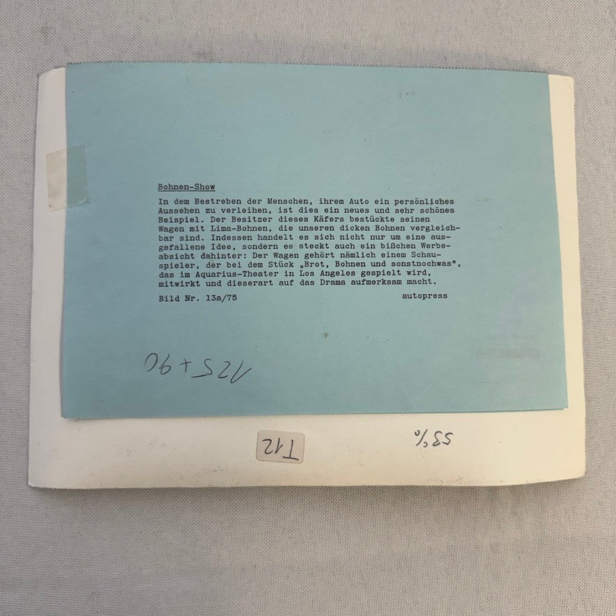 Vintage Volkswagen Beetle Art Car Lima Beans Photo Photograph Los Angeles