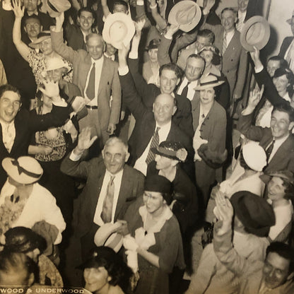 Press Photograph Photo Congress Members Cheering Session End 1934 Underwood