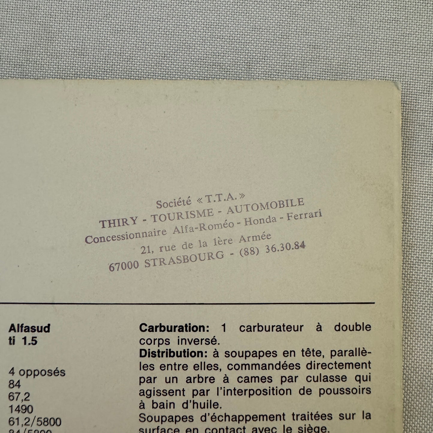 Alfa Romeo Alfasud Ti Car Sales Brochure Catalog Advertising FRENCH