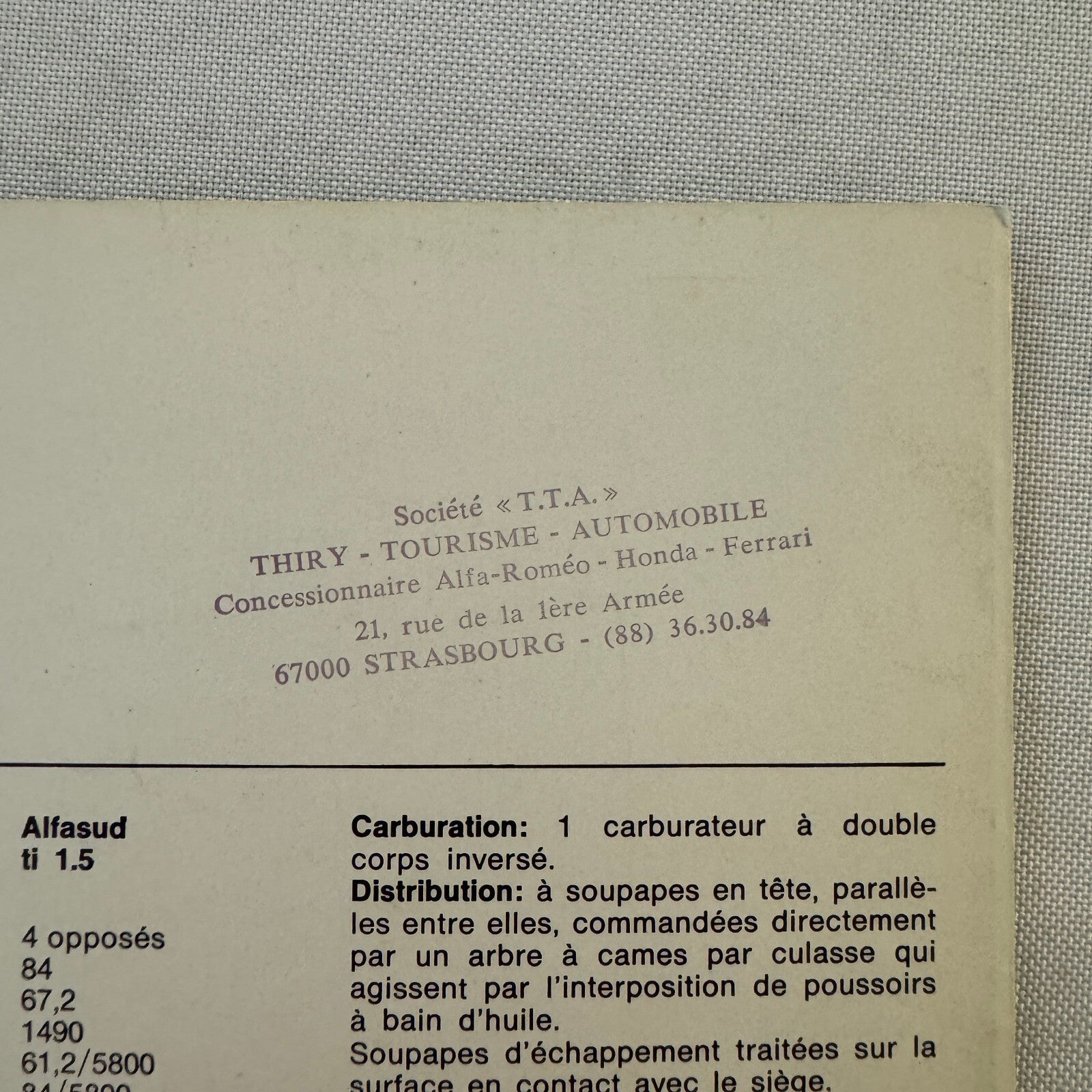 Alfa Romeo Alfasud Ti Car Sales Brochure Catalog Advertising FRENCH