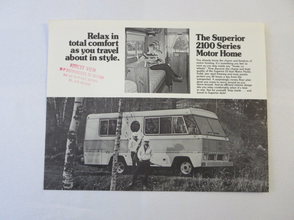 1970's ? Superior 2100 Series Motor Home Sales Brochure Catalog RV Camper