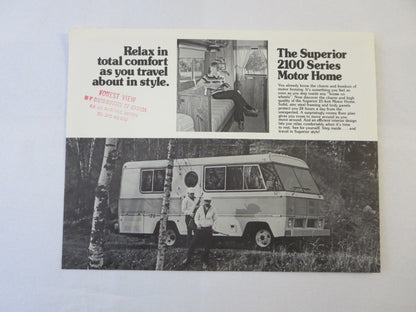 1970's ? Superior 2100 Series Motor Home Sales Brochure Catalog RV Camper