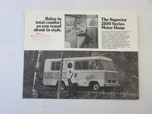 1970's ? Superior 2100 Series Motor Home Sales Brochure Catalog RV Camper