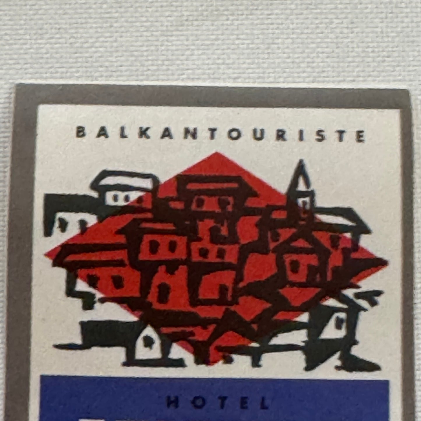 Vintage Travel Luggage Label Hotel Jantra Veliko Tarnovo Bulgaria