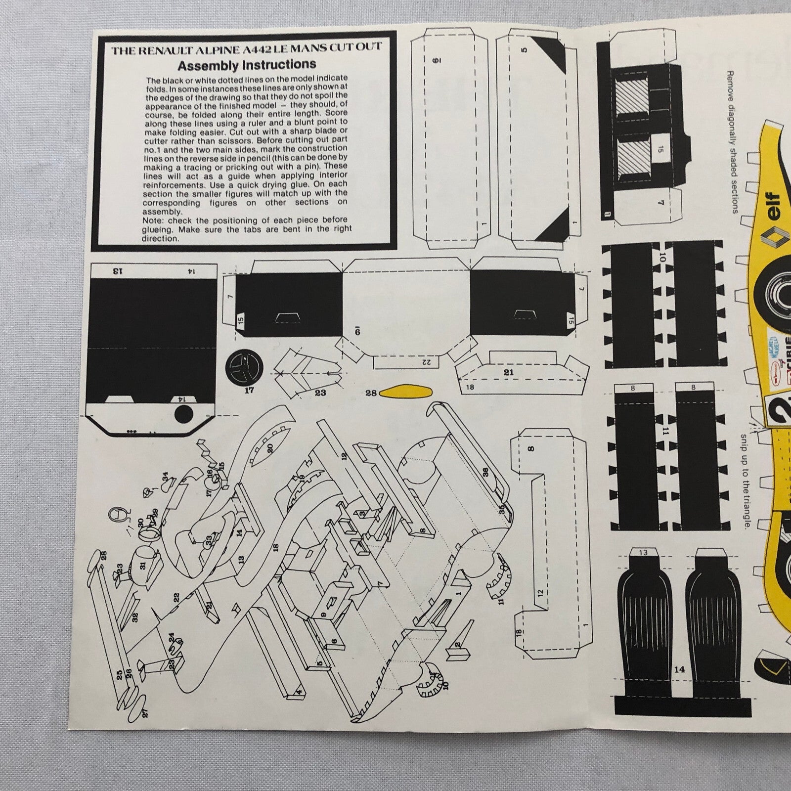Renault A442 LeMans Paper Racing Car Model Brochure Renault 4 5 12 18 20 30 16