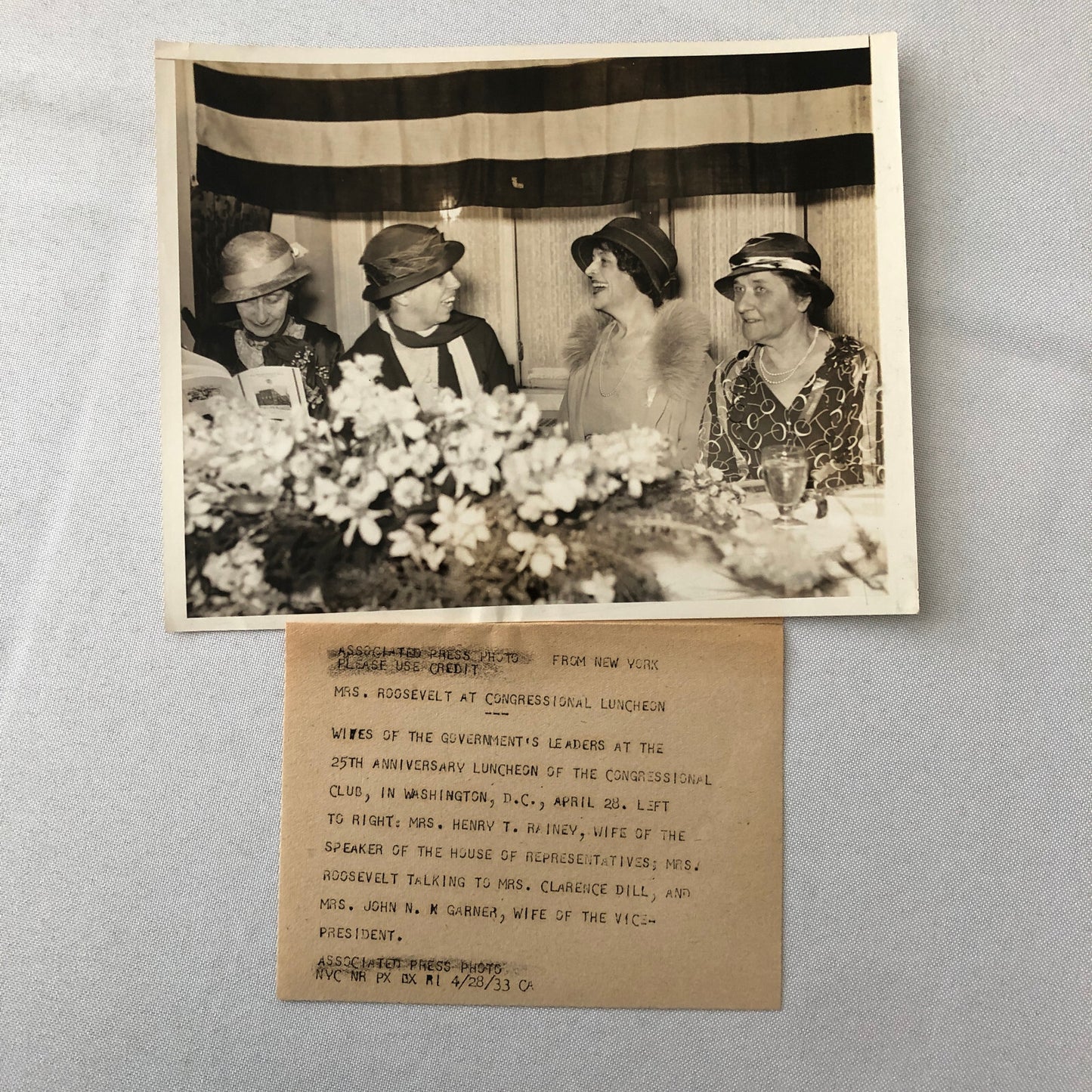 Press Photo Photograph Eleanor Roosevelt First Lady 1933 Congressional Club