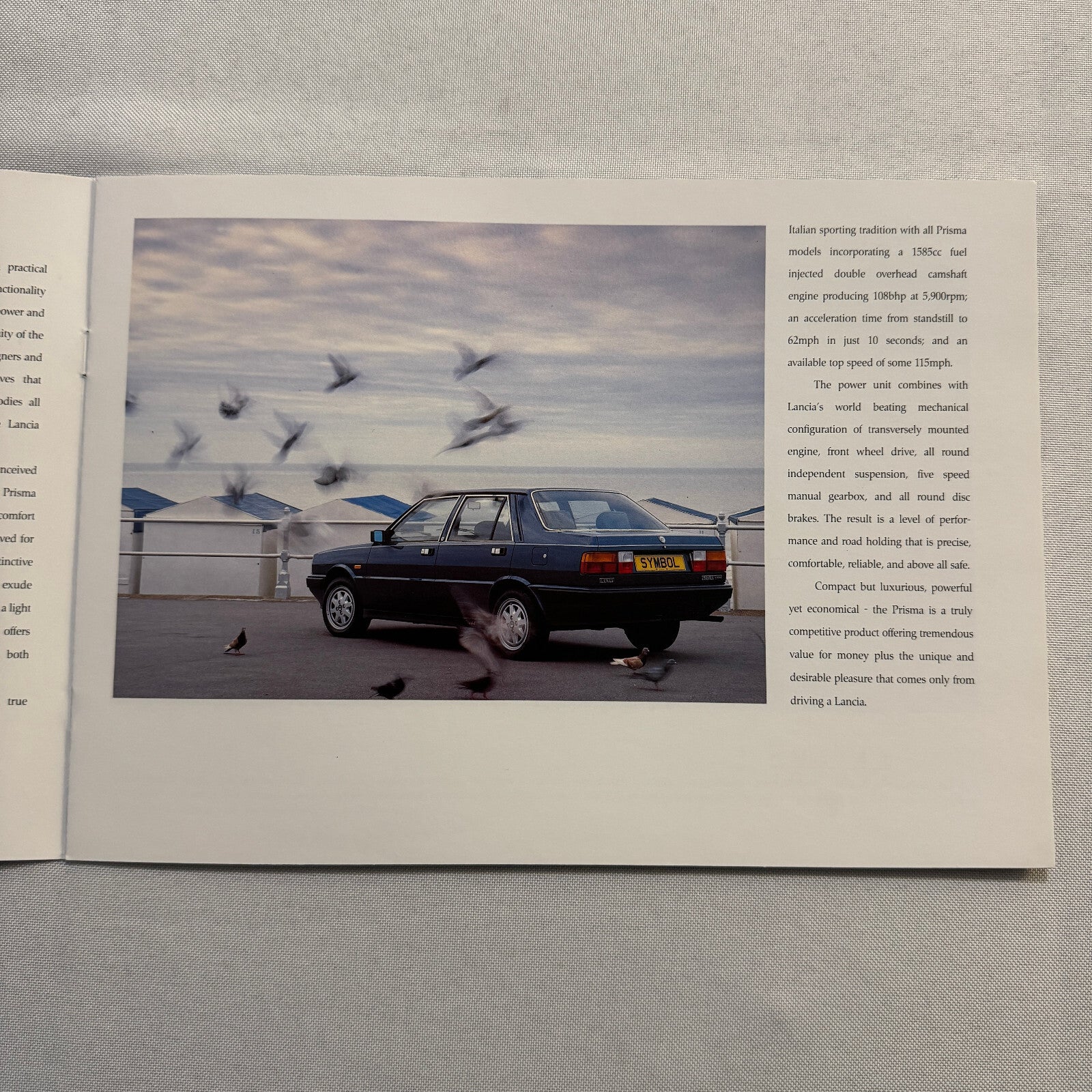 Lancia Prisma Car Sales Brochure Catalog Advertising Prisma Symbol 1600ie