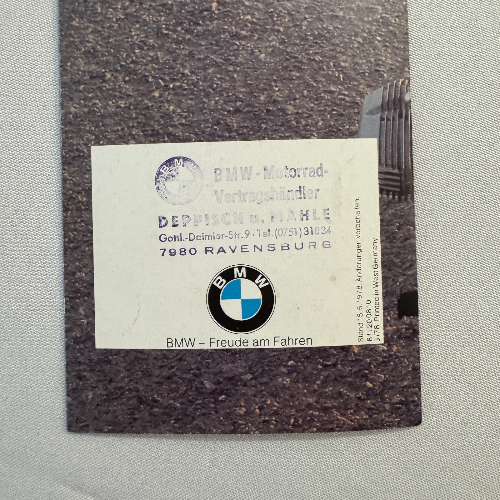 1978 BMW Motorcycle Price and Options Brochure Catalog R65 R100 R80 R45 GERMAN