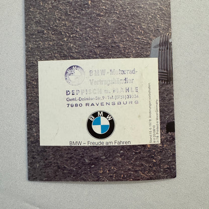 1978 BMW Motorcycle Price and Options Brochure Catalog R65 R100 R80 R45 GERMAN