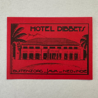 Vintage Hotel Travel Label Hotel Dibbets Buitenzorg Java Indonesia