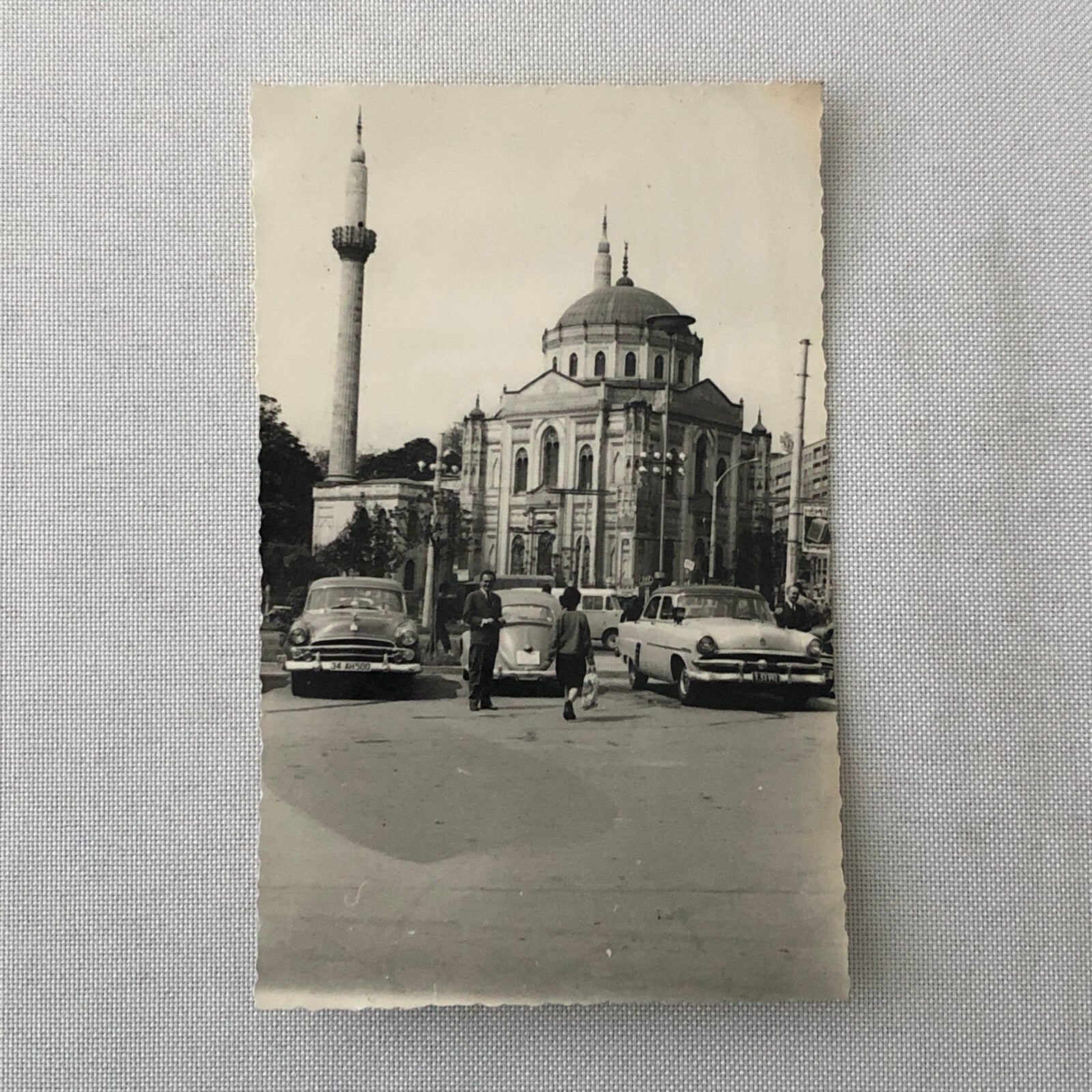 Vintage Car Automobile Photo Lot of 2 Istanbul Buildings People Mercedes Benz + 