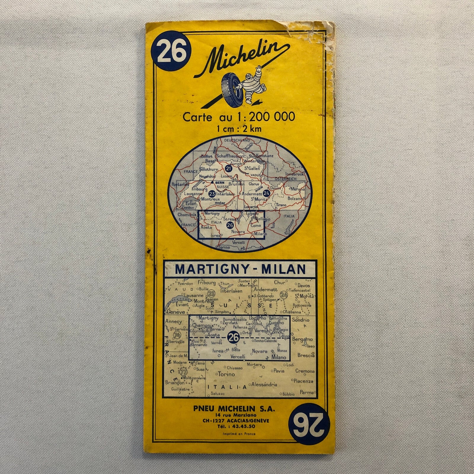 Vintage Michelin Tire Martigny Milano Travel Map
