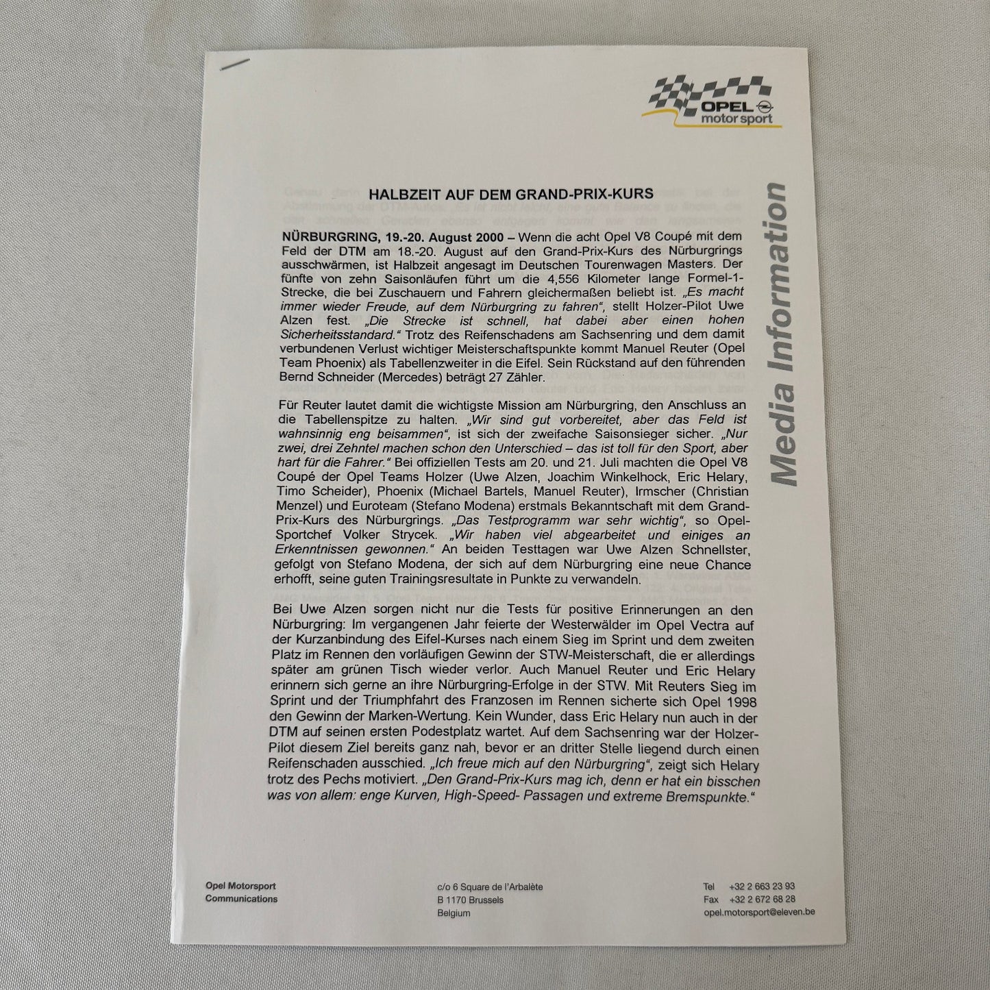 2000 Opel Astra V8 Racing at Nurburgring Press Kit 35mm Slides Photos GERMAN