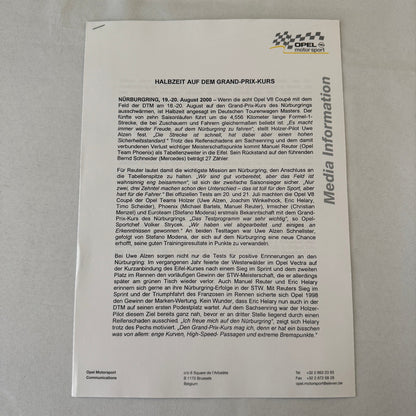 2000 Opel Astra V8 Racing at Nurburgring Press Kit 35mm Slides Photos GERMAN