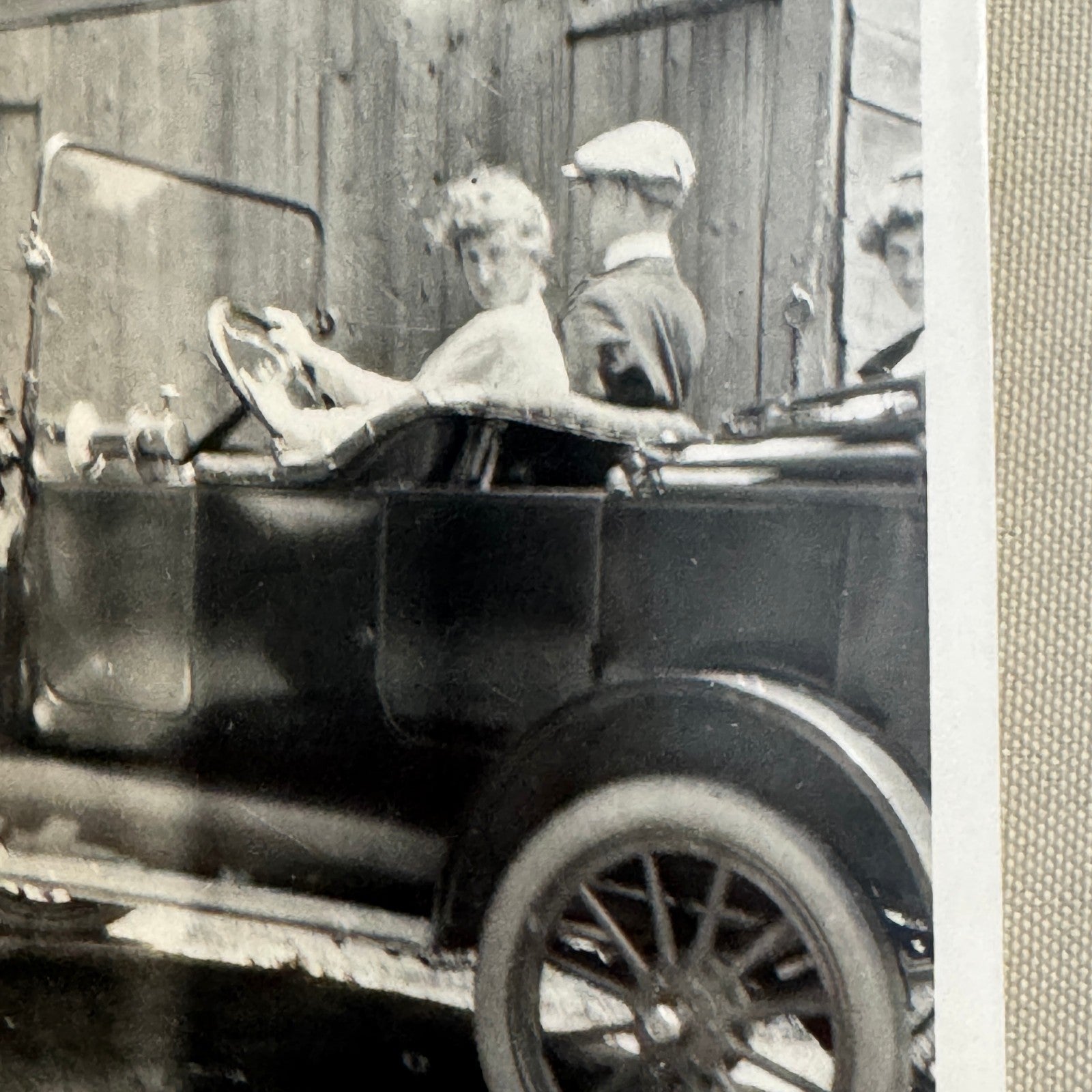 Vintage Car Photo Photograph Print Snapshot People in Early Automobile