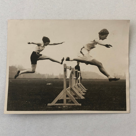 Press Photo Photograph London News Agency LNA Hurdle Jumping Running Women 1933