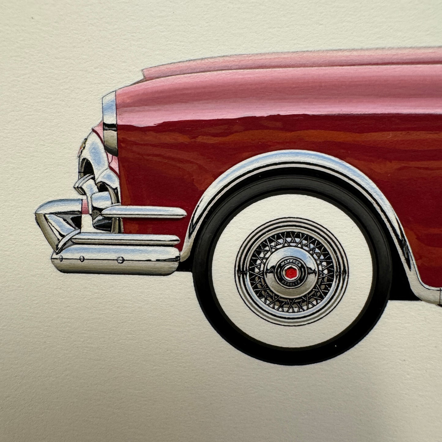 1953 Packard Caribbean Convertible Car Illustration Art Drawing Hand Drawn