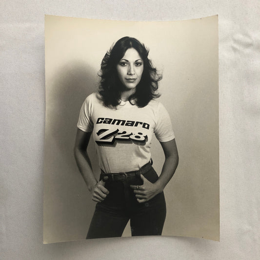Vintage Photo Photograph Woman in Chevrolet Camaro Z28 Shirt Chevy