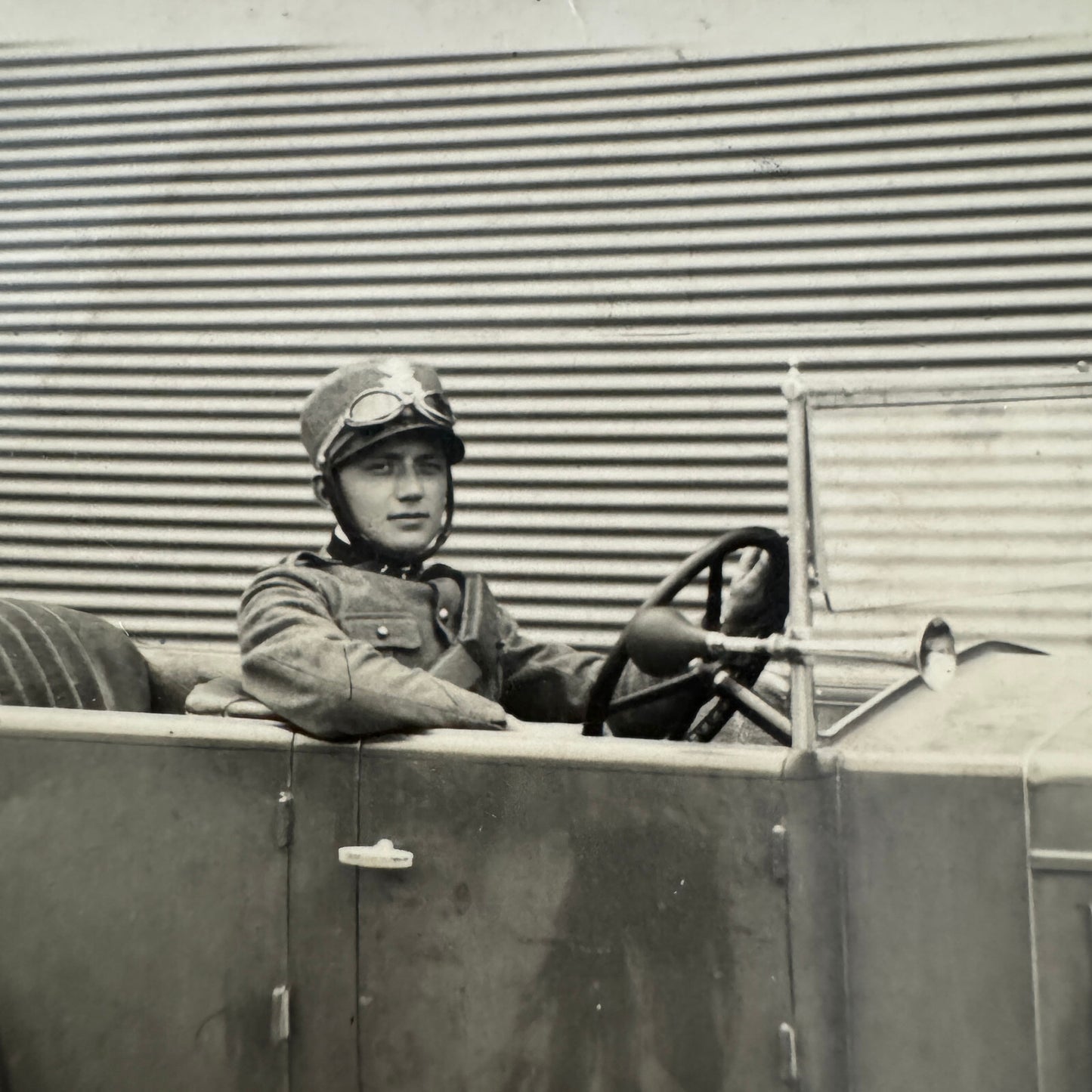 Vintage Italian Real Photo Postcard Post Card RPPC Man in Automobile Car Posted