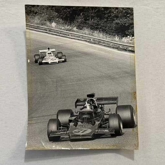 Vintage Car Racing Photo Emerson Fittipaldi Denny Hulme Driver Photograph