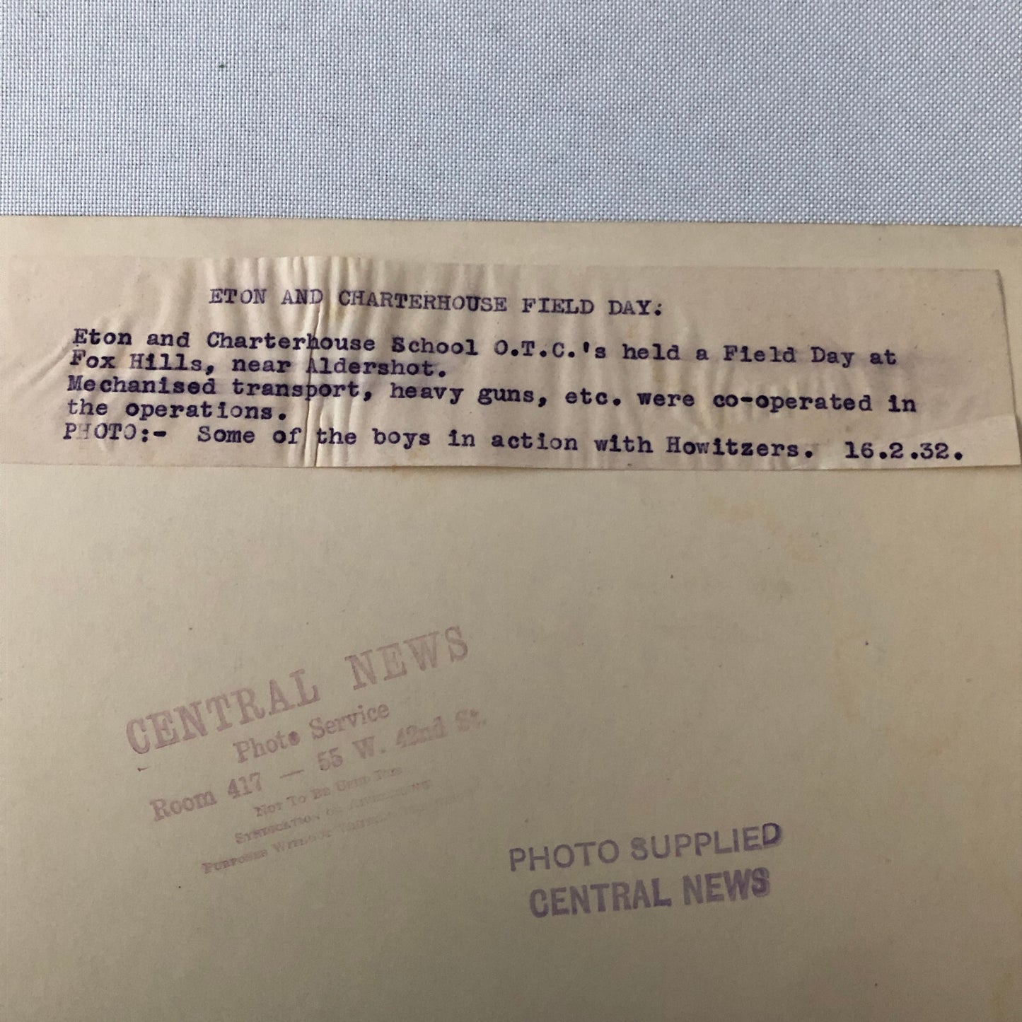 Military School 1932 Press Photo Photograph Eton vs Charterhouse UK Howitzer Gun