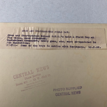 Military School 1932 Press Photo Photograph Eton vs Charterhouse UK Howitzer Gun