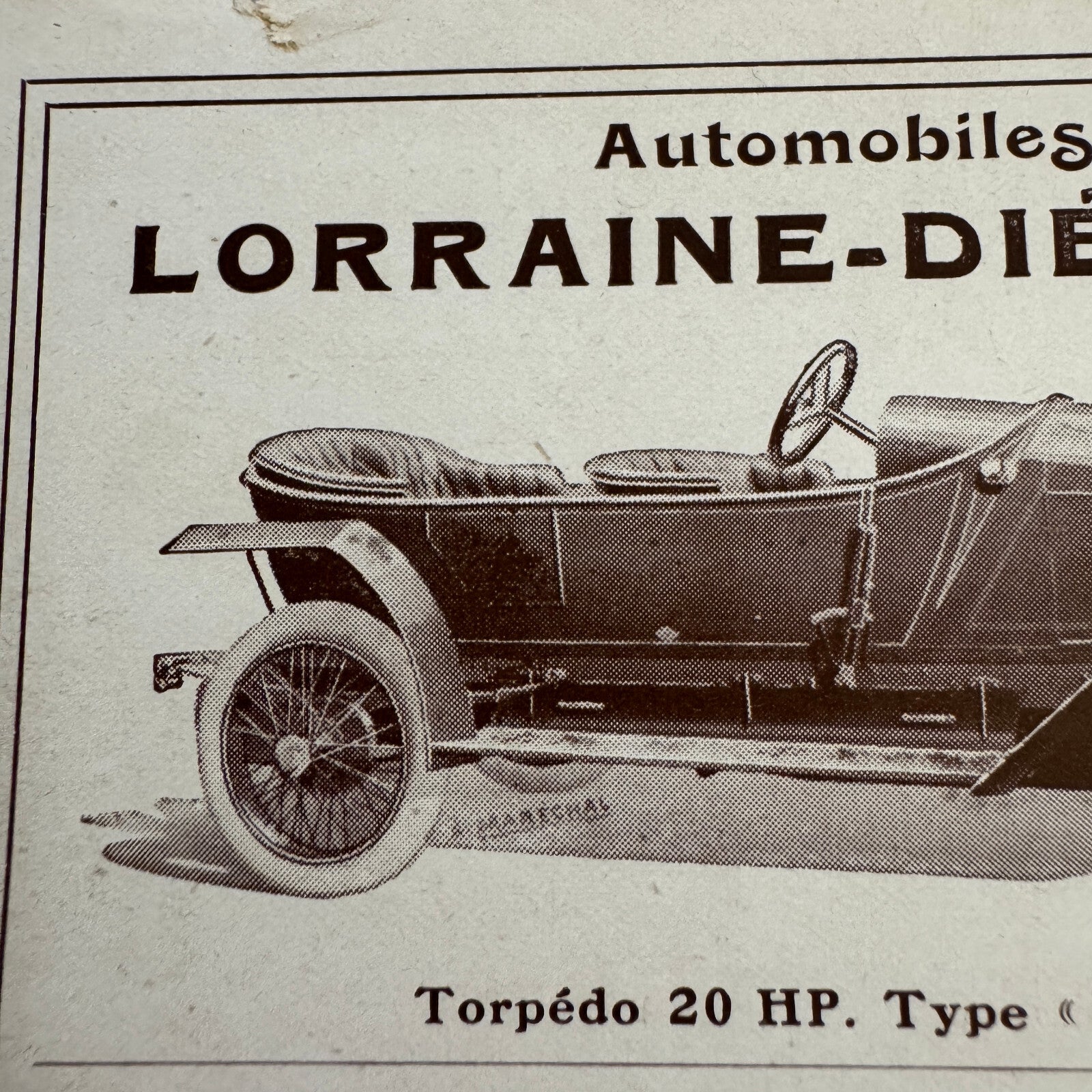 Automobiles Lorraine Dietrich Advertisement Ad Vintage Car Automobile Torpedo