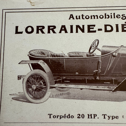 Automobiles Lorraine Dietrich Advertisement Ad Vintage Car Automobile Torpedo