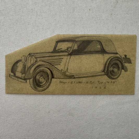 Vintage Illustration 1935 Steyr Type 430 Hand Drawn Drawing Sketch Art Germany