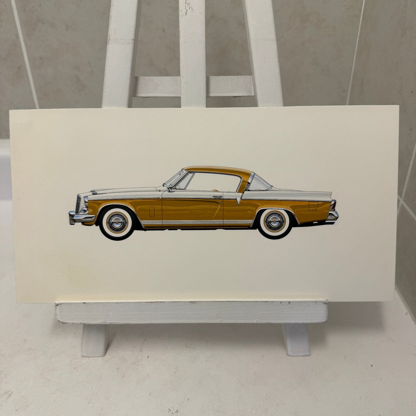 1956 Studebaker Golden Hawk Automobile Illustration Art Drawing Hand Drawn