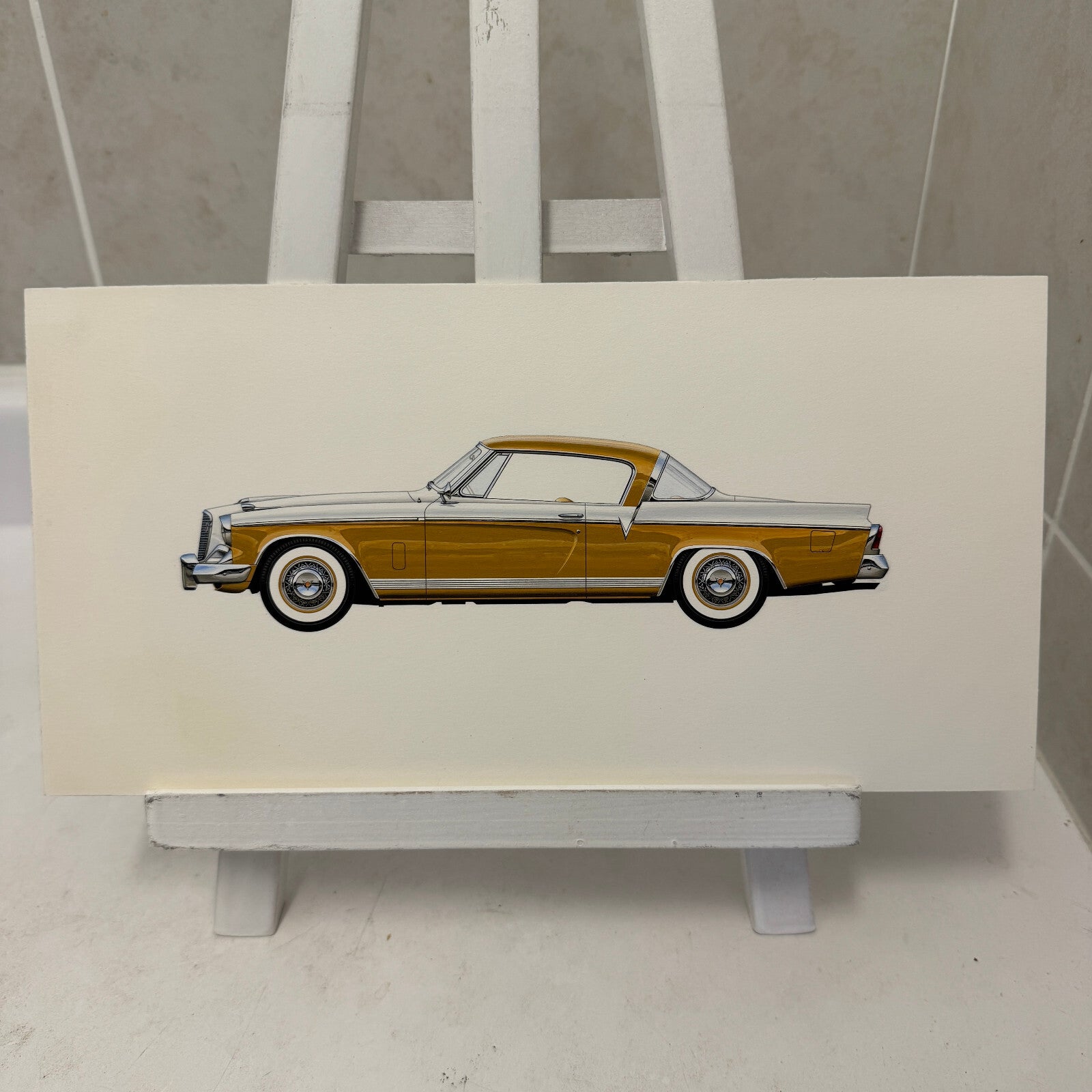 1956 Studebaker Golden Hawk Automobile Illustration Art Drawing Hand Drawn