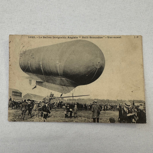 Vintage Zeppelin Airship Dirigible Postcard Post Card French Nulli Secundus