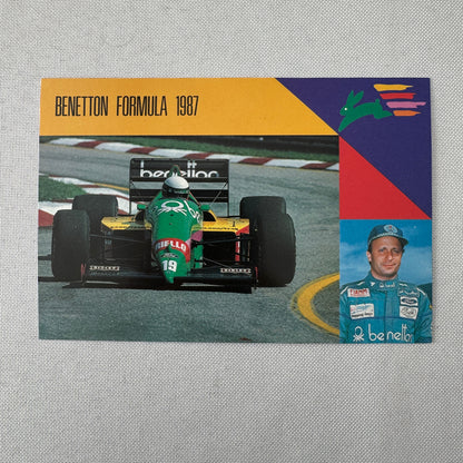 1987 Benetton Formula One Racing Postcard Post Card Teo Fabi Driver Vintage