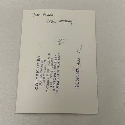 Vintage Racing Photo Juan Manuel Fangio Peter Westbury 1971 Albi F2 Race