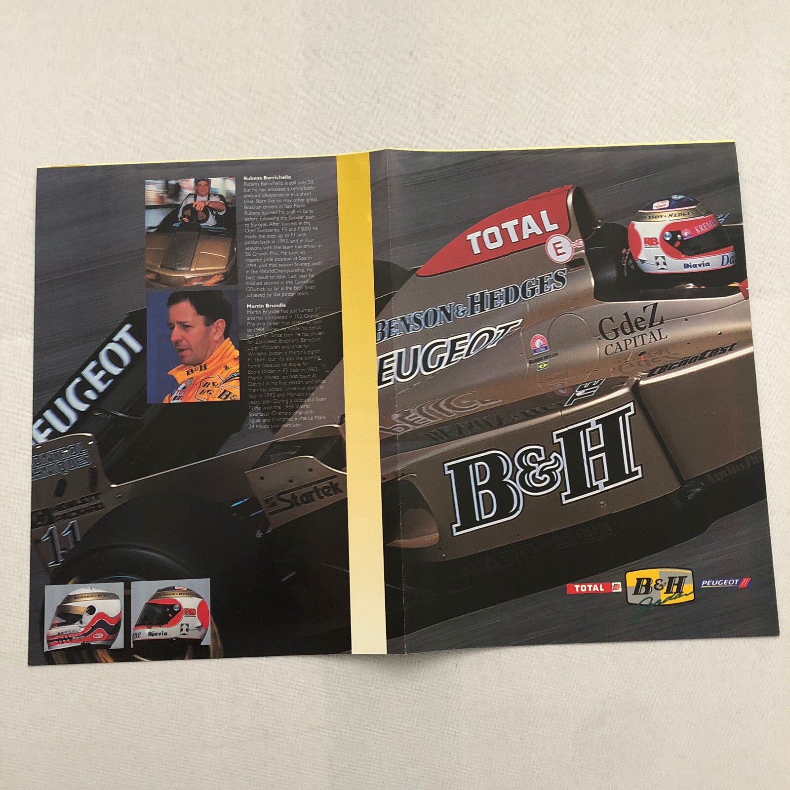 Jordan Peugeot F1 Formula One Racing Team Press Kit Rubens Barrichello