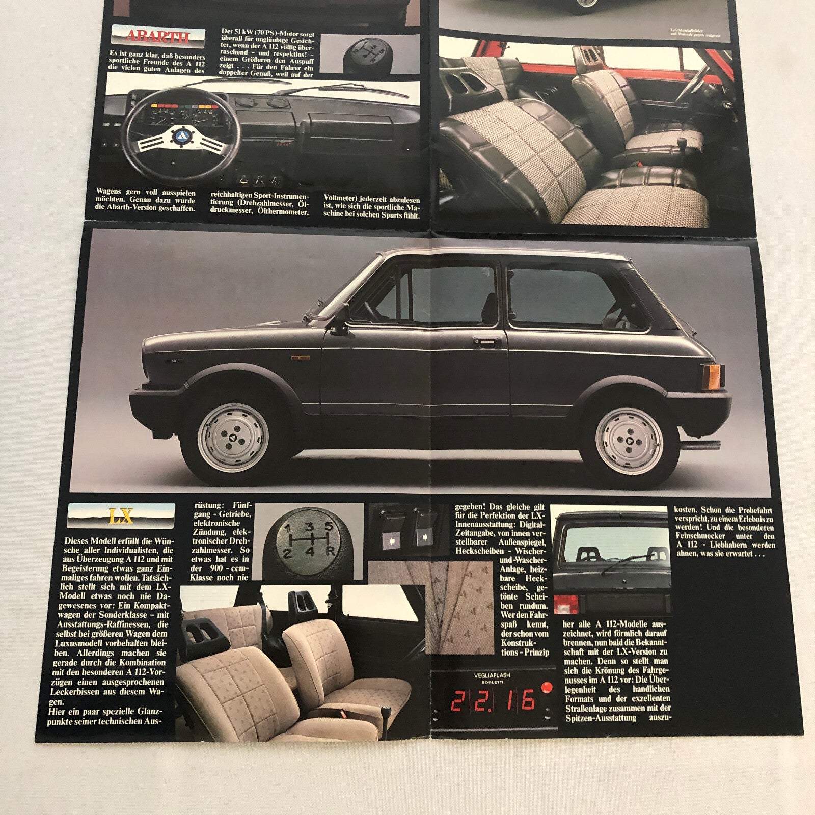 Lancia A112 Car Sales Brochure Catalog Vintage GERMAN Lancia A 112 Abarth