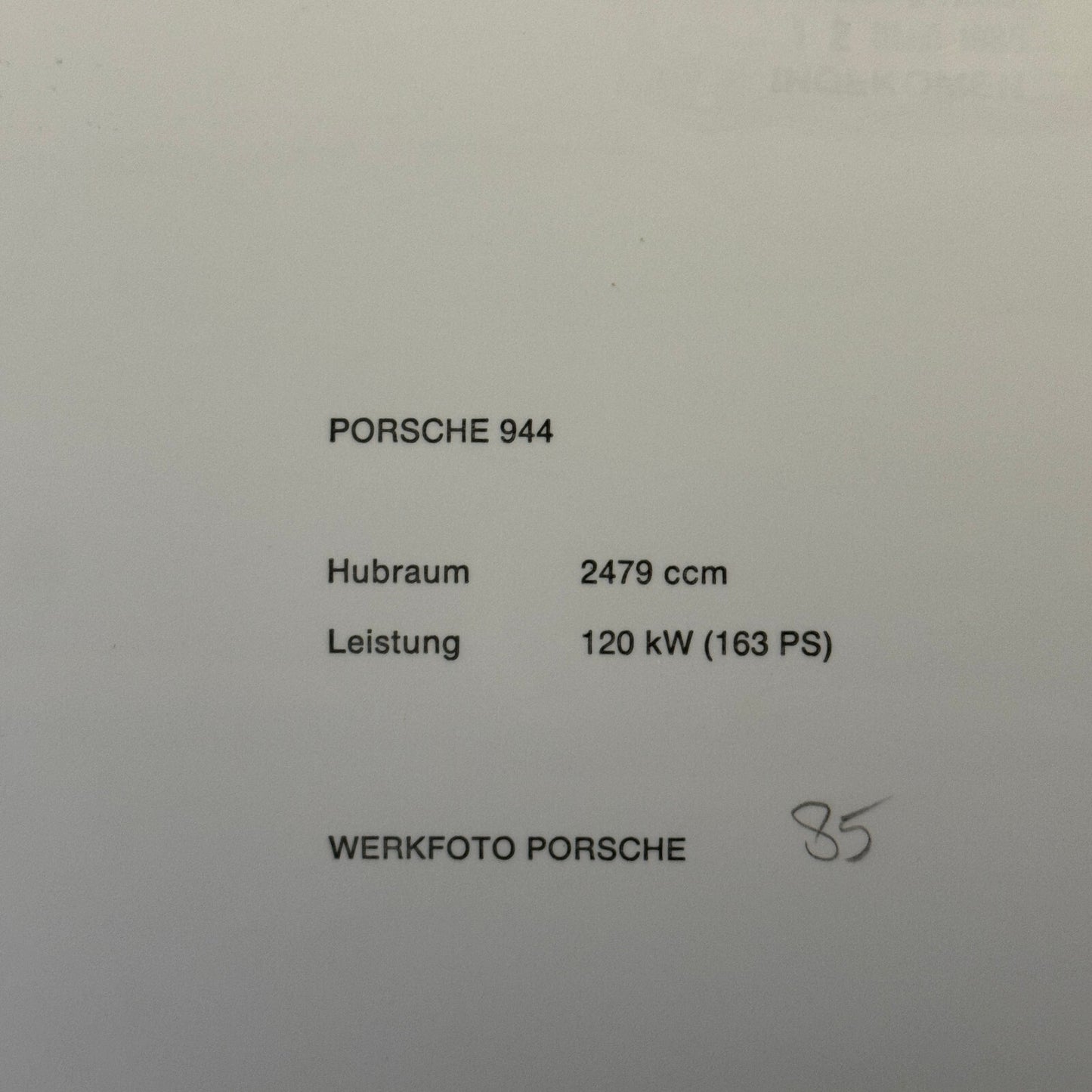 Porsche 944 Car Factory Press Photo Photograph Vintage