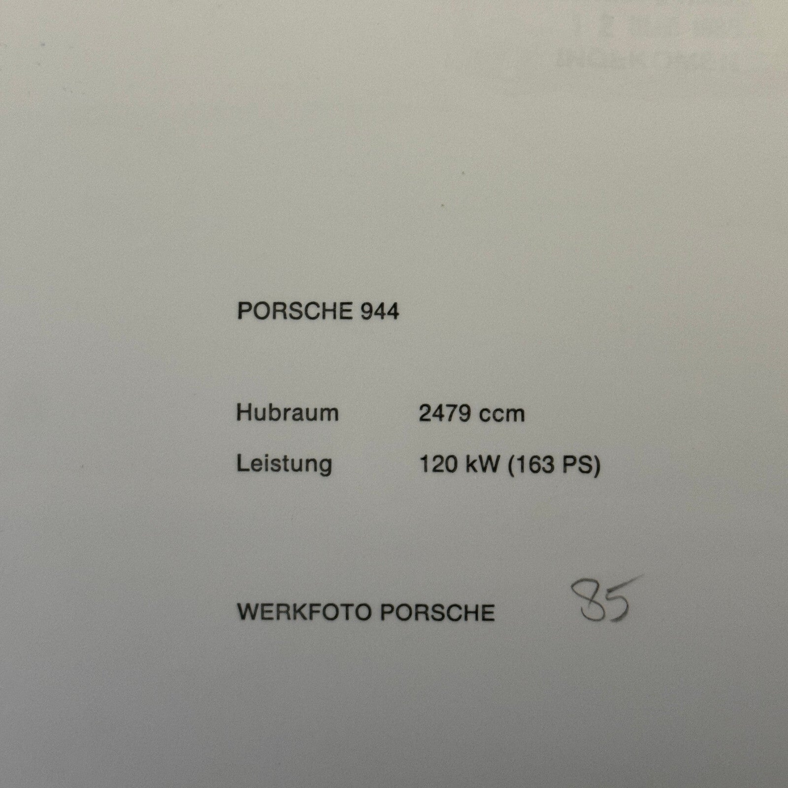 Porsche 944 Car Factory Press Photo Photograph Vintage