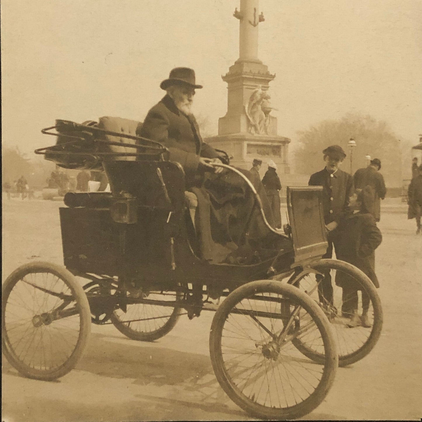 Antique Photo Photograph 1902 Man in Early Automobile Car Chase Manhattan Bank