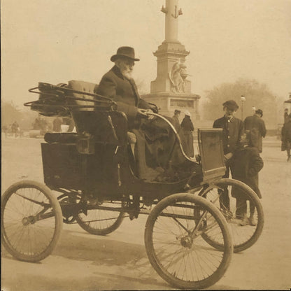 Antique Photo Photograph 1902 Man in Early Automobile Car Chase Manhattan Bank