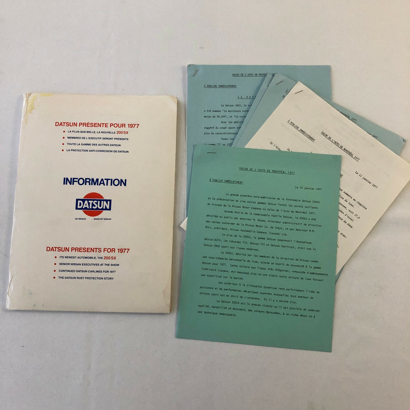 1977 Datsun Press Kit Brochure Photos FRENCH 200SX Sportruck 280Z 280 Z B210 +