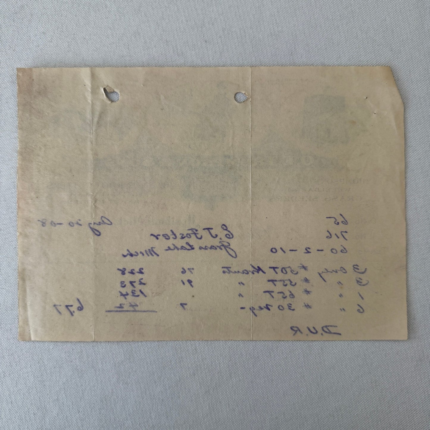 OE Thompson Receipt Letterhead Document Ypsilanti Michigan 1908 Wheelbarrow Tool