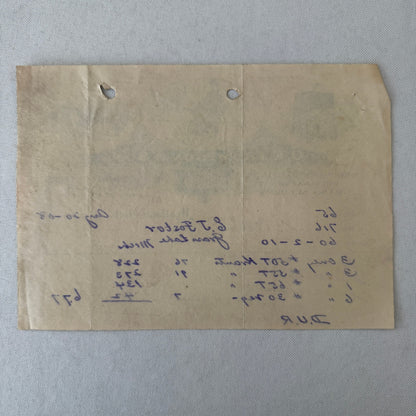 OE Thompson Receipt Letterhead Document Ypsilanti Michigan 1908 Wheelbarrow Tool