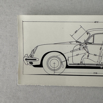 Porsche 356 Car Line Drawing Diagram Photo Photograph Print
