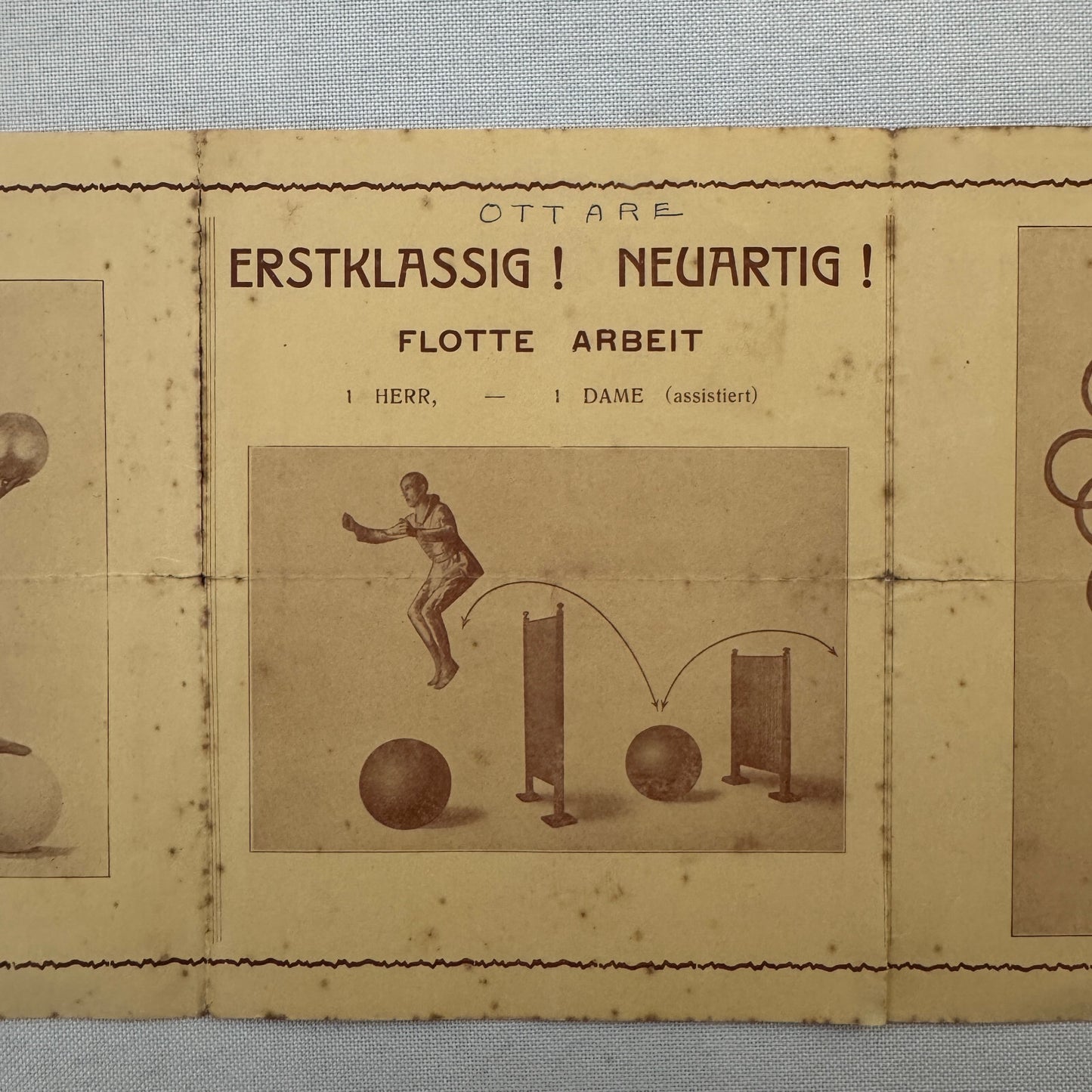 Circus Juggling Balancing Acrobat Act Ottare Vintage Brochure Advertising