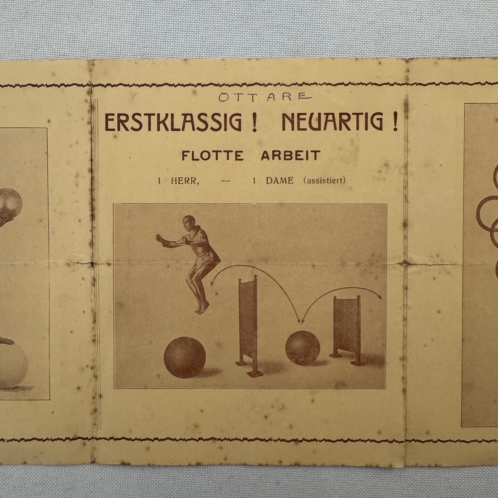 Circus Juggling Balancing Acrobat Act Ottare Vintage Brochure Advertising