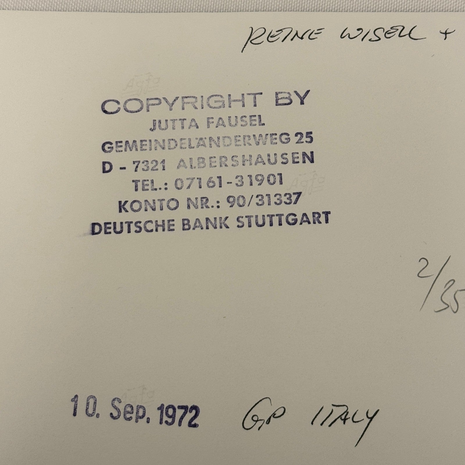 Vintage Racing Photo 1972 Italian Grand Prix Race Reine Wisell Peter Gethin